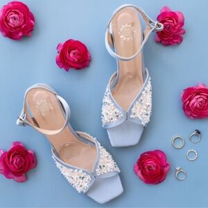 Ancient Greek Chic Handmade Bridal Sandals, Size EU 41/ US 10, custom light blue